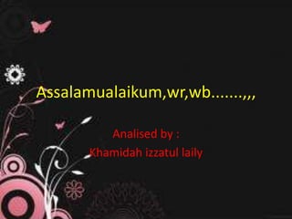 Assalamualaikum,wr,wb.......,,,
Analised by :
Khamidah izzatul laily

 