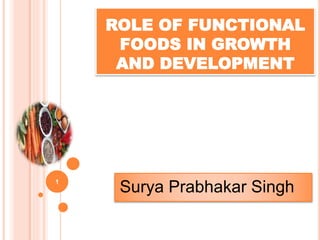 ROLE OF FUNCTIONAL
FOODS IN GROWTH
AND DEVELOPMENT
Surya Prabhakar Singh
1
 