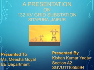 A PRESENTATION 
ON 
132 KV GRID SUBSTATION 
SITAPURA ,JAIPUR 
 