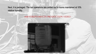 Next, it is packaged. The last operations are carried out in rooms maintained at 10%
relative humidity.
1948 STREPTOMYCIN PRODUCTION VIDEO
 