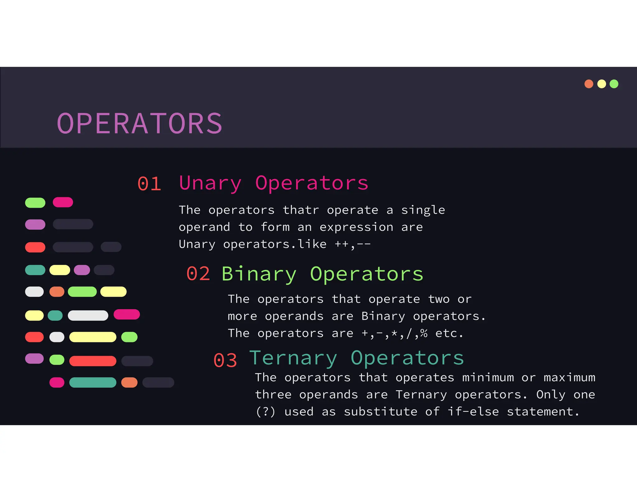 power point presentation on topic in C++ called "OPERATORS" | PPT