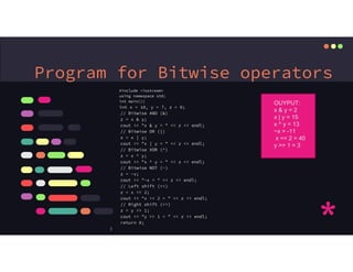 power point presentation on topic in C++ called