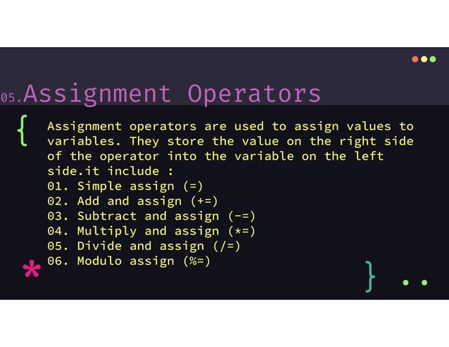 power point presentation on topic in C++ called "OPERATORS" | PPT