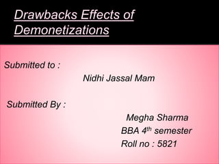 Submitted to :
Nidhi Jassal Mam
Submitted By :
Megha Sharma
BBA 4th semester
Roll no : 5821
 