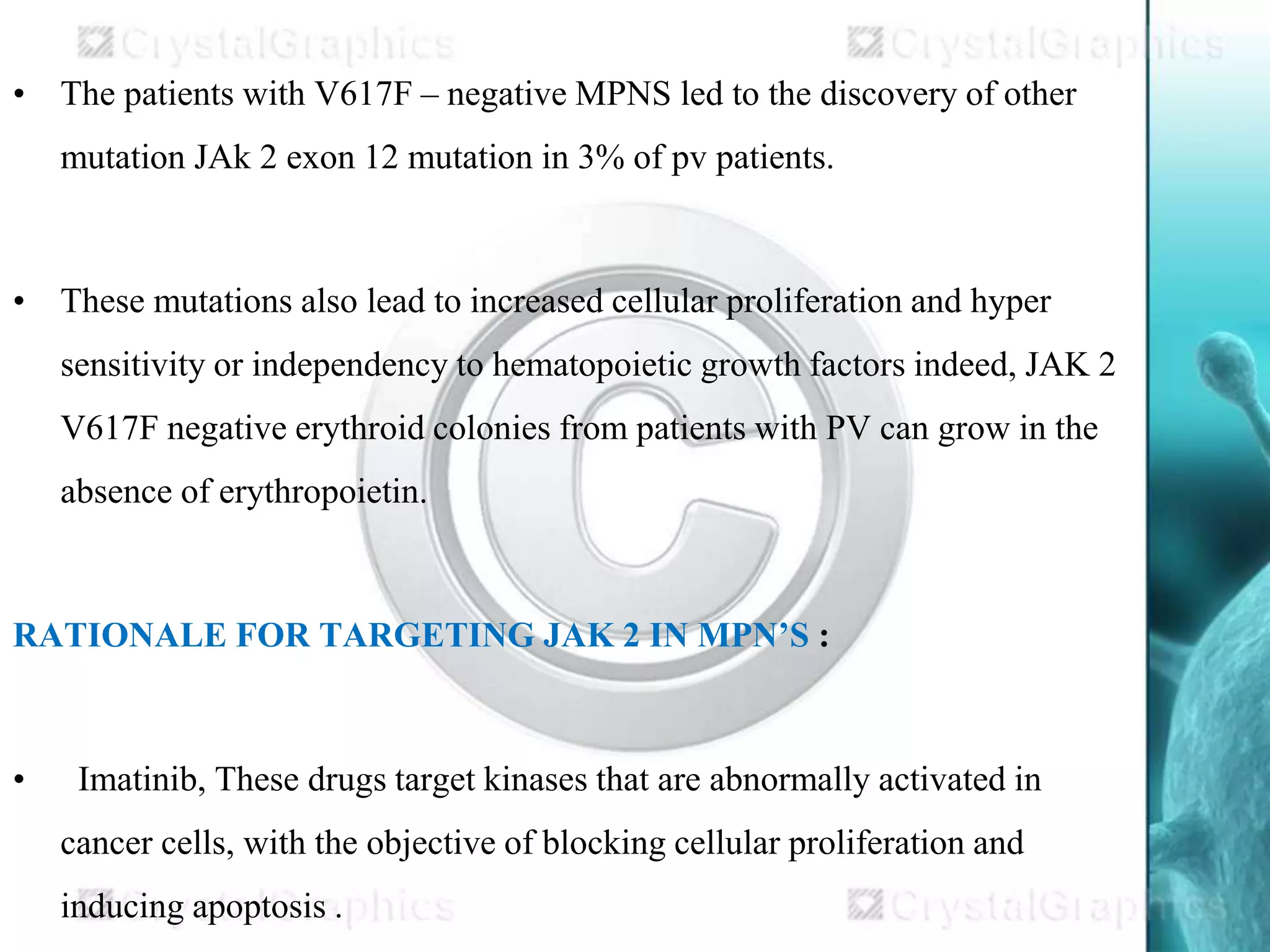 PRESENTATION ON JANUS KINASE INHIBITORS IN TREATMENT OF MPN'S | PPTX