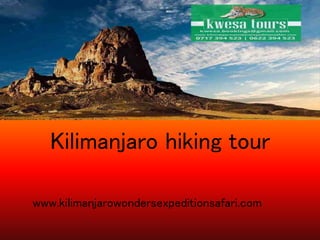 Kilimanjaro hiking tour
www.kilimanjarowondersexpeditionsafari.com
 