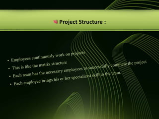  Staff Authority (2)Example:a quality control manager aids a production manager by determining the acceptable quality level of products or services at a manufacturing company, initiating quality programs, and carrying out statistical analysis to ensure compliance with quality standards.