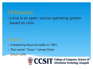 Introduction to Linux OS: History, Features, and Comparison with Unix ...
