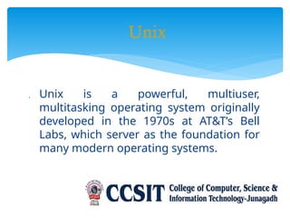 Introduction to Linux OS: History, Features, and Comparison with Unix ...