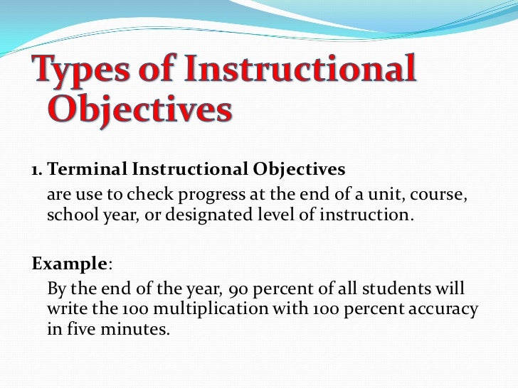 Behavioral objectives