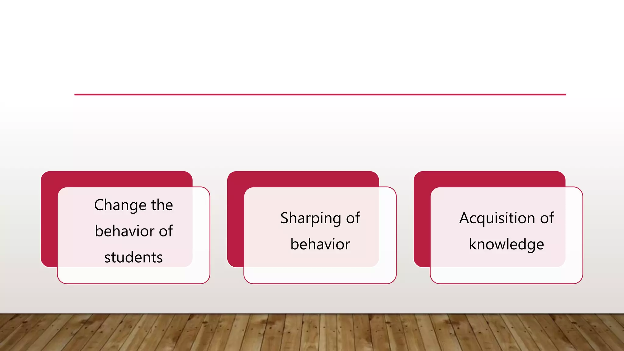 AIM OF TEACHING:-
Change the
behavior of
students
Sharping of
behavior
Acquisition of
knowledge
 
