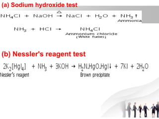(a) Sodium hydroxide test
(b) Nessler's reagent test
 