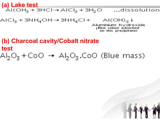 (a) Lake test
(b) Charcoal cavity/Cobalt nitrate
test
 