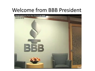 Welcome from BBB President 