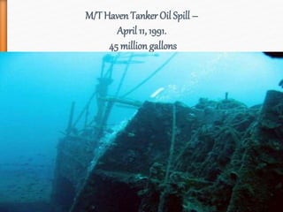 M/T Haven Tanker Oil Spill –
April 11, 1991.
45 million gallons
 