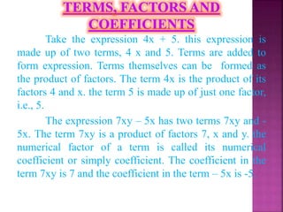 PPT on algebraic expressions and identities | PPTX
