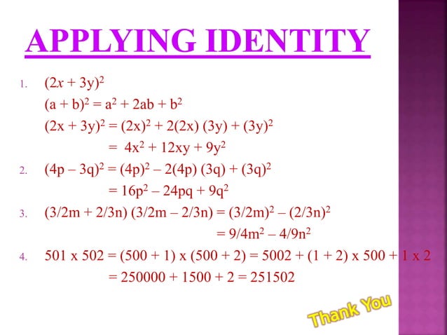 PPT on algebraic expressions and identities | PPT