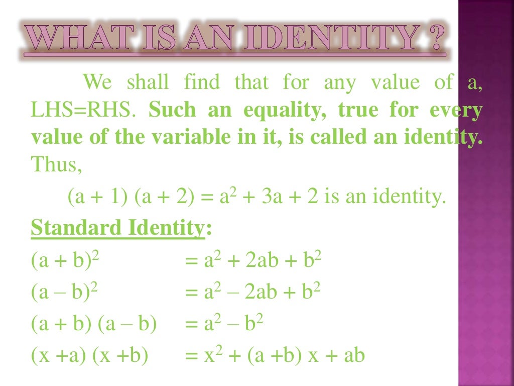 what is identity in algebraic expression
