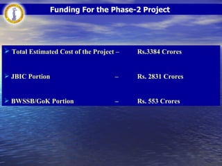 GEOGRAPHICAL INFORMATION SYSTEM (GIS) All the information of water and sewerage pipeline network, and all other assets of  BWSSB has been incorporated in GIS. It is going to become a major tool for the management of the entire water supply and sanitation system, including revenue billing.  