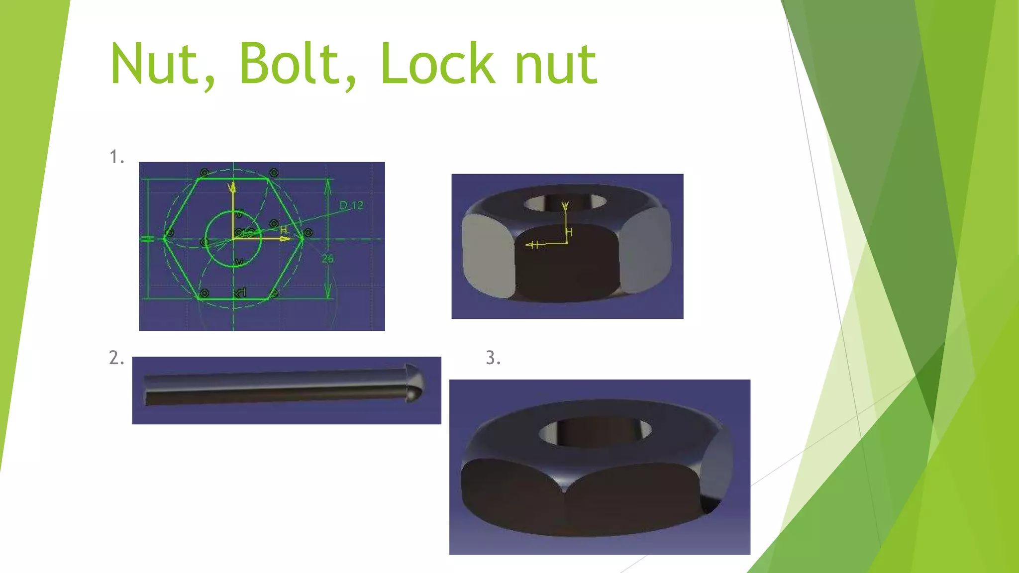 Nut, Bolt, Lock nut
1.
2. 3.
 