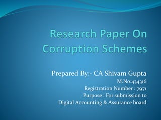 Prepared By:- CA Shivam Gupta
M.No:434316
Registration Number : 7971
Purpose : For submission to
Digital Accounting & Assurance board
 