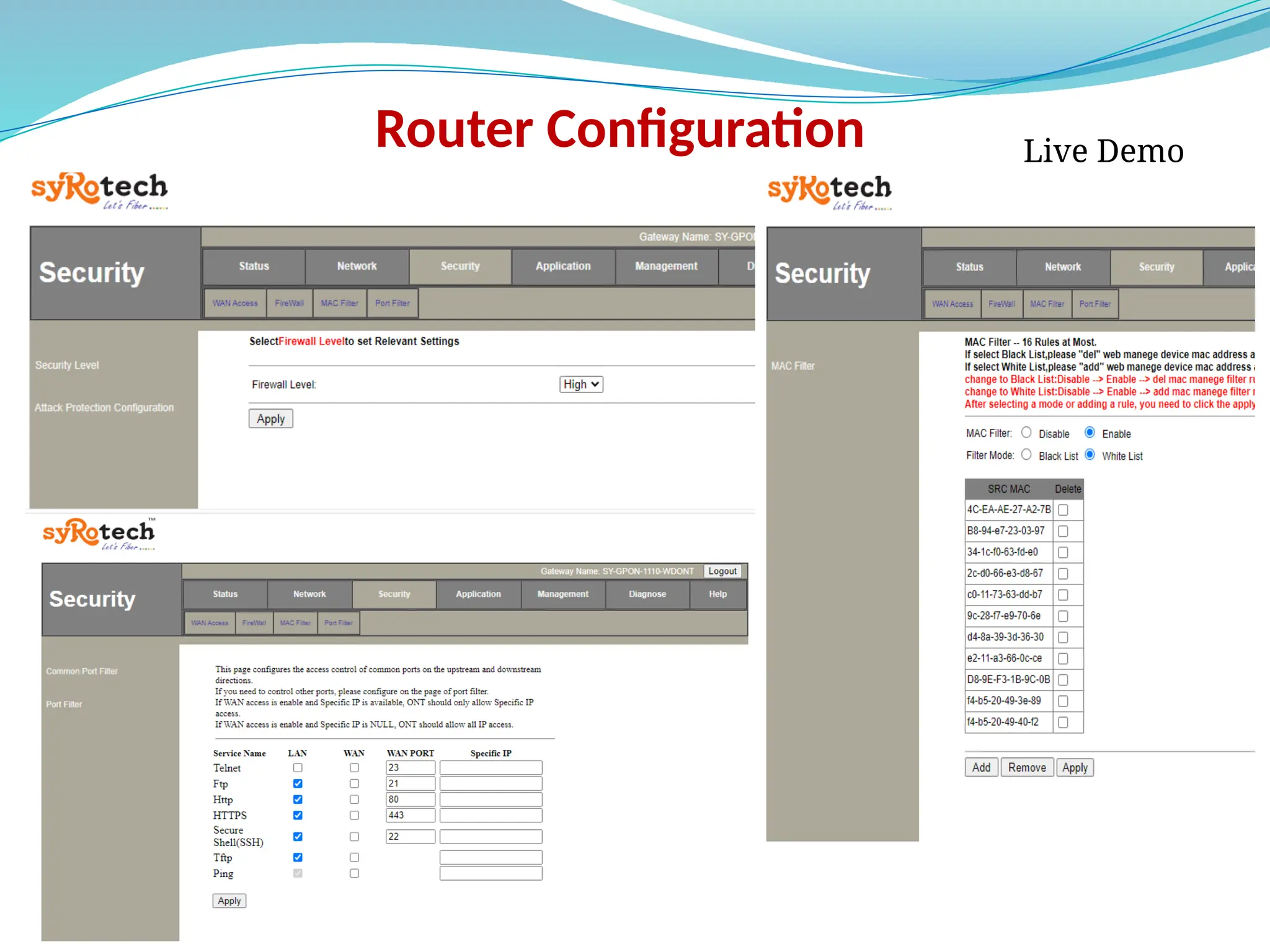 Router Configuration Live Demo
 