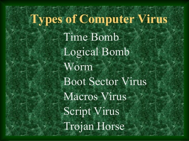 ppt on different types of computer viruses types of computer viruses