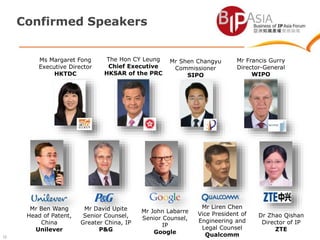 12
Confirmed Speakers
Ms Margaret Fong
Executive Director
HKTDC
The Hon CY Leung
Chief Executive
HKSAR of the PRC
Mr Shen ...