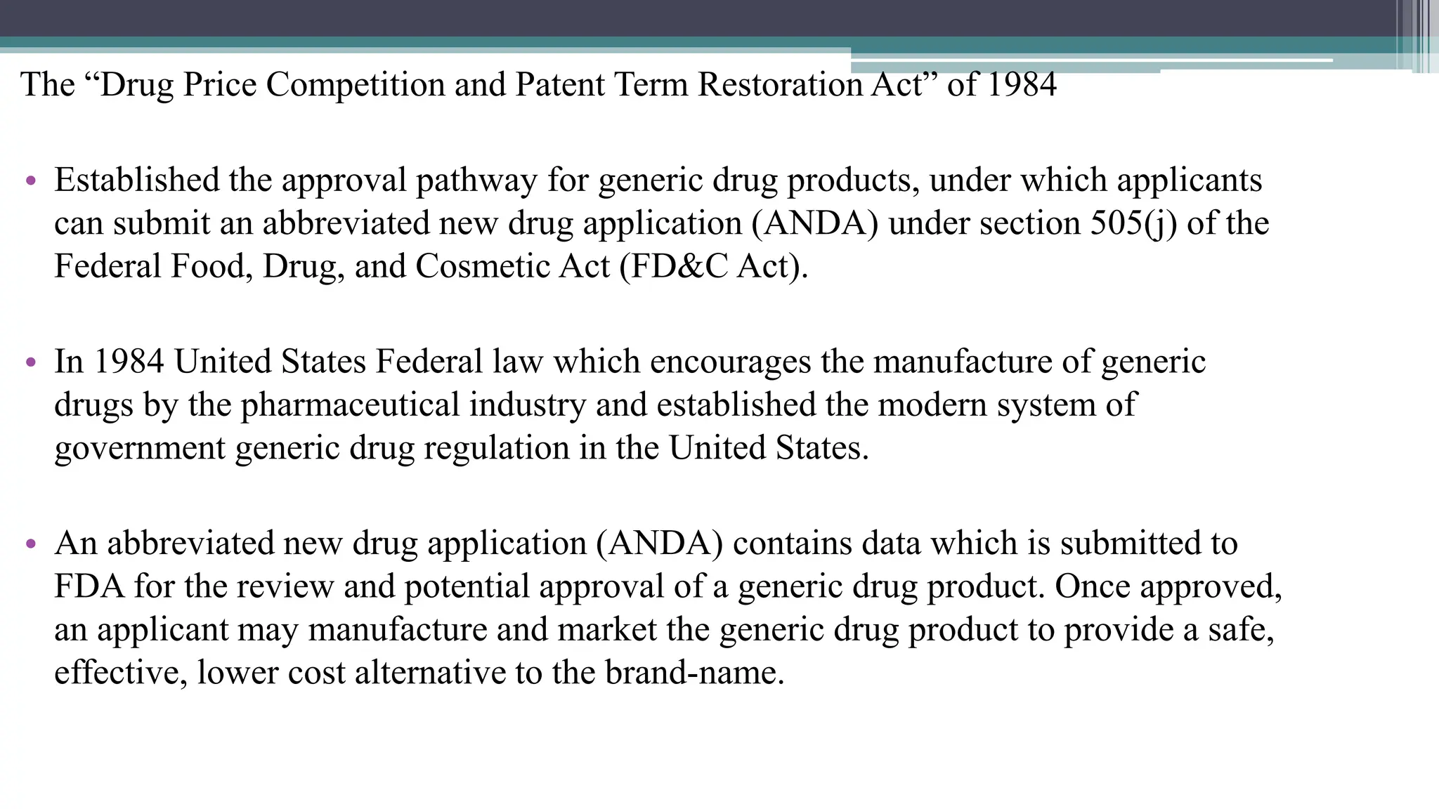 Hatch Amendment HATCH-WAXMAN ACT & AMENDMENTS SLIDESHARE | PPTX