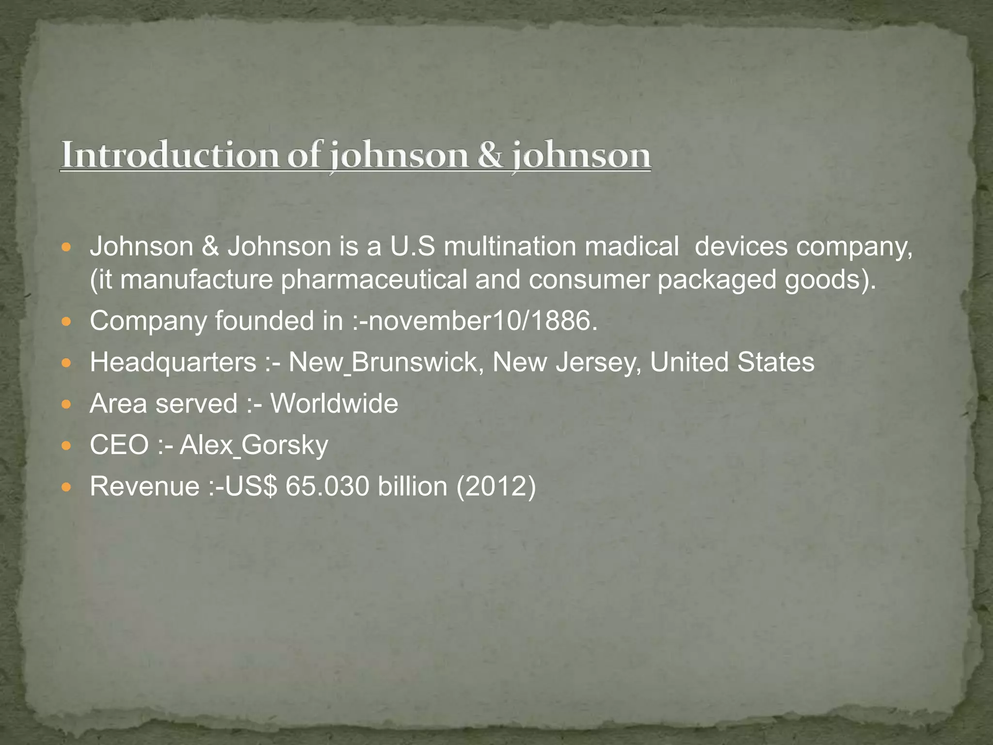 Ppt on johnson n johnson | PPT