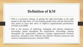 Ppt on knoweledge management | PPTX