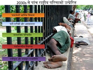 पयार्यावरणीय स्थिस्थिरतापयार्यावरणीय स्थिस्थिरता
सामािजक स्थपिरवतर्यानसामािजक स्थपिरवतर्यान
एकीकृत स्थऔर स्थमजबूत स्थराजनीितएकीकृत स्थऔर स्थमजबूत स्थराजनीित
‘समावेशी स्थआर्थिथिक स्थिवकास स्थ‘समावेशी स्थआर्थिथिक स्थिवकास स्थ
घटी स्थगरीबी स्थऔर स्थअसमानताघटी स्थगरीबी स्थऔर स्थअसमानता
2030s से पांच राषीय पिरणामो उतपेिरत
 