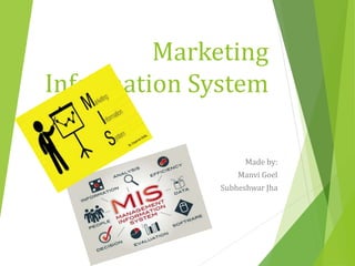 Marketing
Information System
Made by:
Manvi Goel
Subheshwar Jha
 