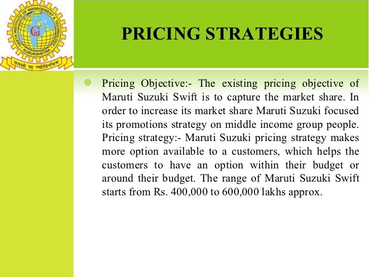 pricing strategy of maruti suzuki