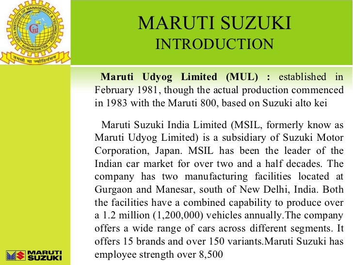 Maruti Suzuki Presentation Round Maruti Suzuki Presentation Round