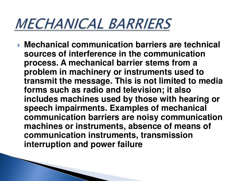 Ppt on mechanical barriers on communication