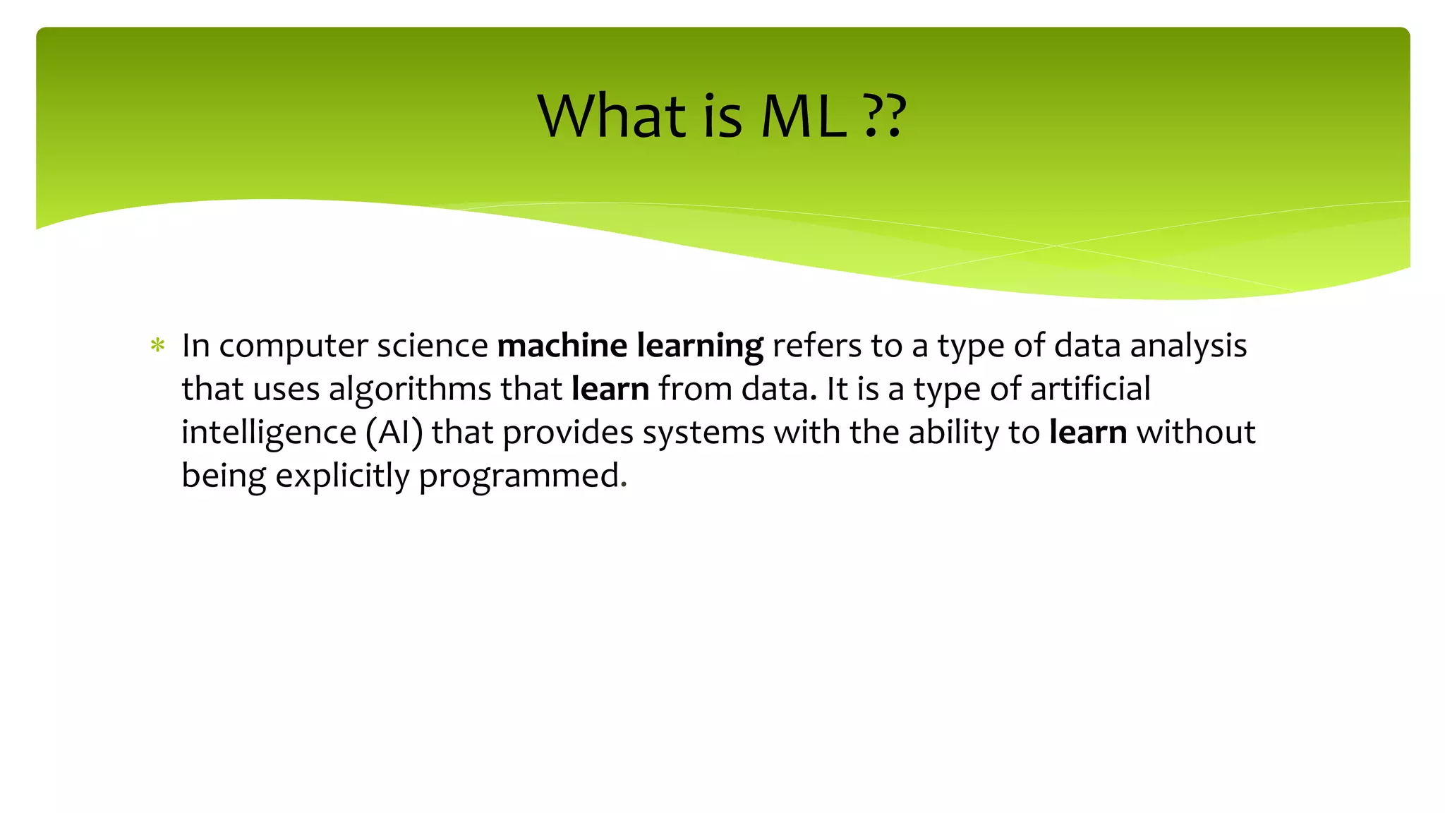 PPT ON MACHINE LEARNING by Ragini Ratre | PPT