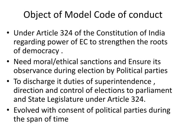 Ppt on model code of conduct 2019 by Dr. Pallavi Gupta | PPTX