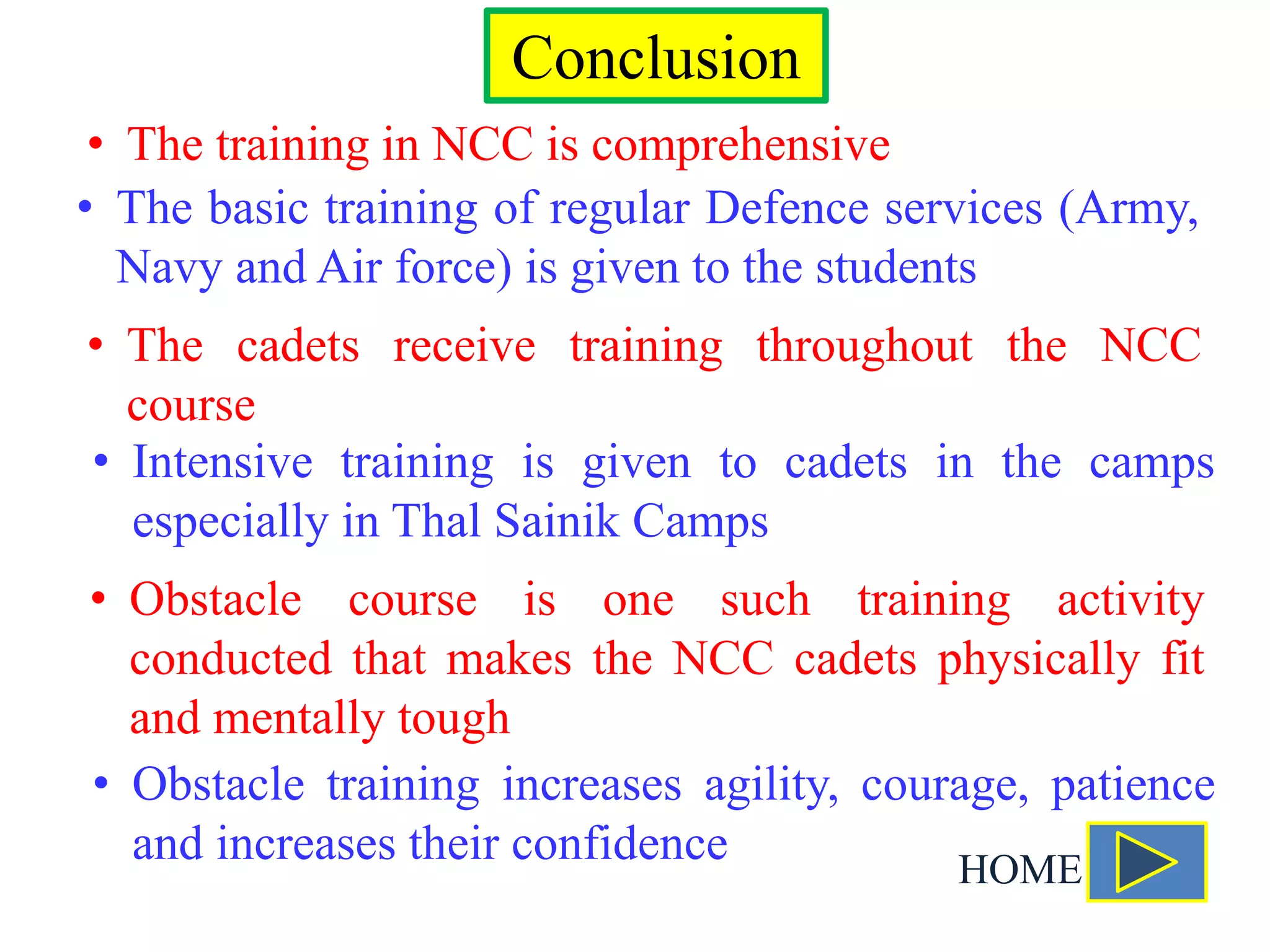 Ncc Exercise NCC Obstacle Training : Lt. Cdr. M. Arokiasamy | PPTX