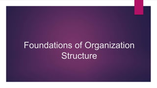 Foundations of Organization
Structure
 