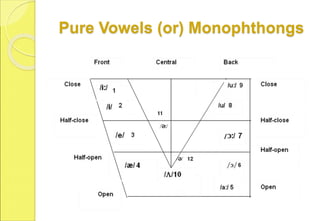 Pure Vowels (or) Monophthongs
 