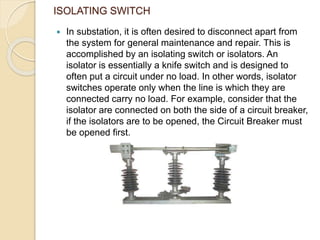 Isolator Component Ppt on power generation(thermal), transmission & distribution | PPTX