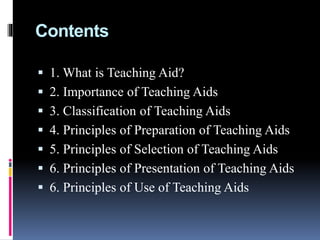 Sample Teaching Aids Ppt on preparation, selection & use of teaching aids | PDF