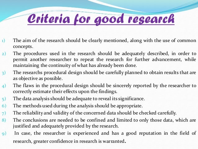 good research work meaning