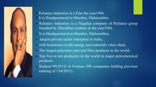 Power point Presentation on Reliance Industries Limitd
