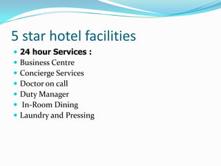 Luxury / Deluxe Hotels                    CLASSIFICATIONAccording to SizeSmall Hotels (150 rooms)Medium Hotels (up to 299 rooms)Large Hotels (up to 600 rooms)Extra Large Hotels (above 600 rooms)