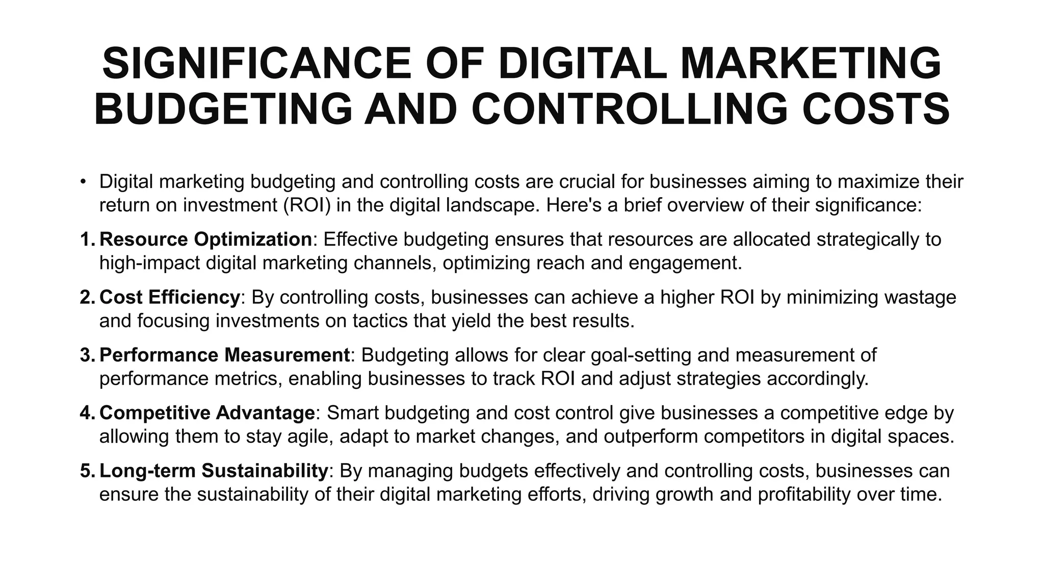 ppt on significance of digital marketing budgeting and controlling cost ...