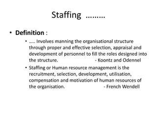 Staffing Roles PPT ON STAFFING ( Staffing function ) | PPTX
