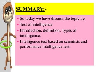 Ppt on test of intelligence mine | PPTX