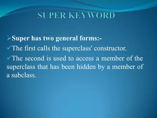 Ppt on this and super keyword | PPTX | Programming Languages | Computing